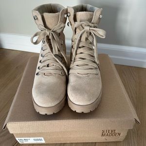 Steve Madden Galway- Suede tan lace boots Size 10